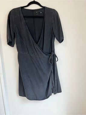 ASOS Washed Black Wrap Mini Dress